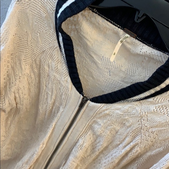 Free People Jackets & Blazers - SALE Free People Cream with Black Crochet Jacket